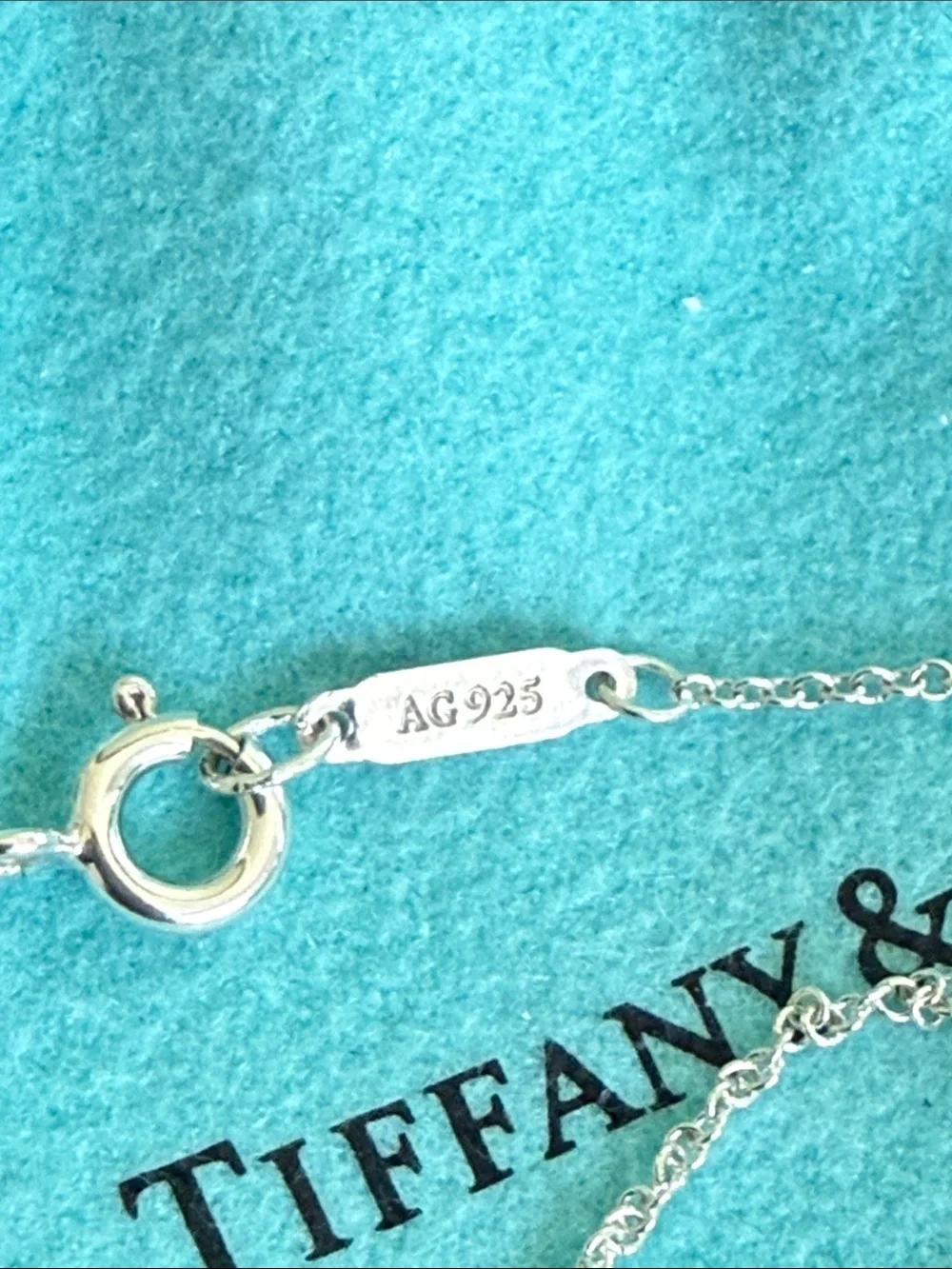 T&Co. Return To Tiffany Small Heart Tag Necklace Pendant Blue Enamel - 18”